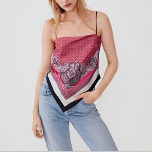 Zara Paisley Scarf Spaghetti Strap Top Sz M